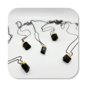 Black Tourmaline Gold-Dipped Necklace