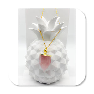 Rose Quartz Crystal Point Necklace