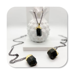 Black Tourmaline Gold-Dipped Necklace