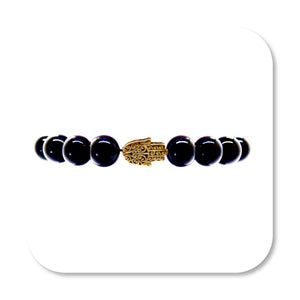 Gold Hamsa Onyx Bracelet