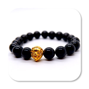 Gold Lion Onyx Bracelet
