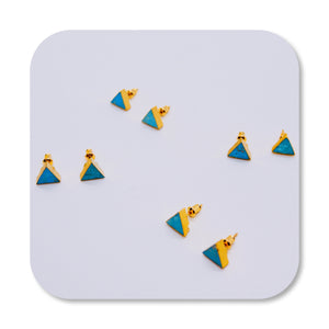 Turquoise Gold Triangle Earrings