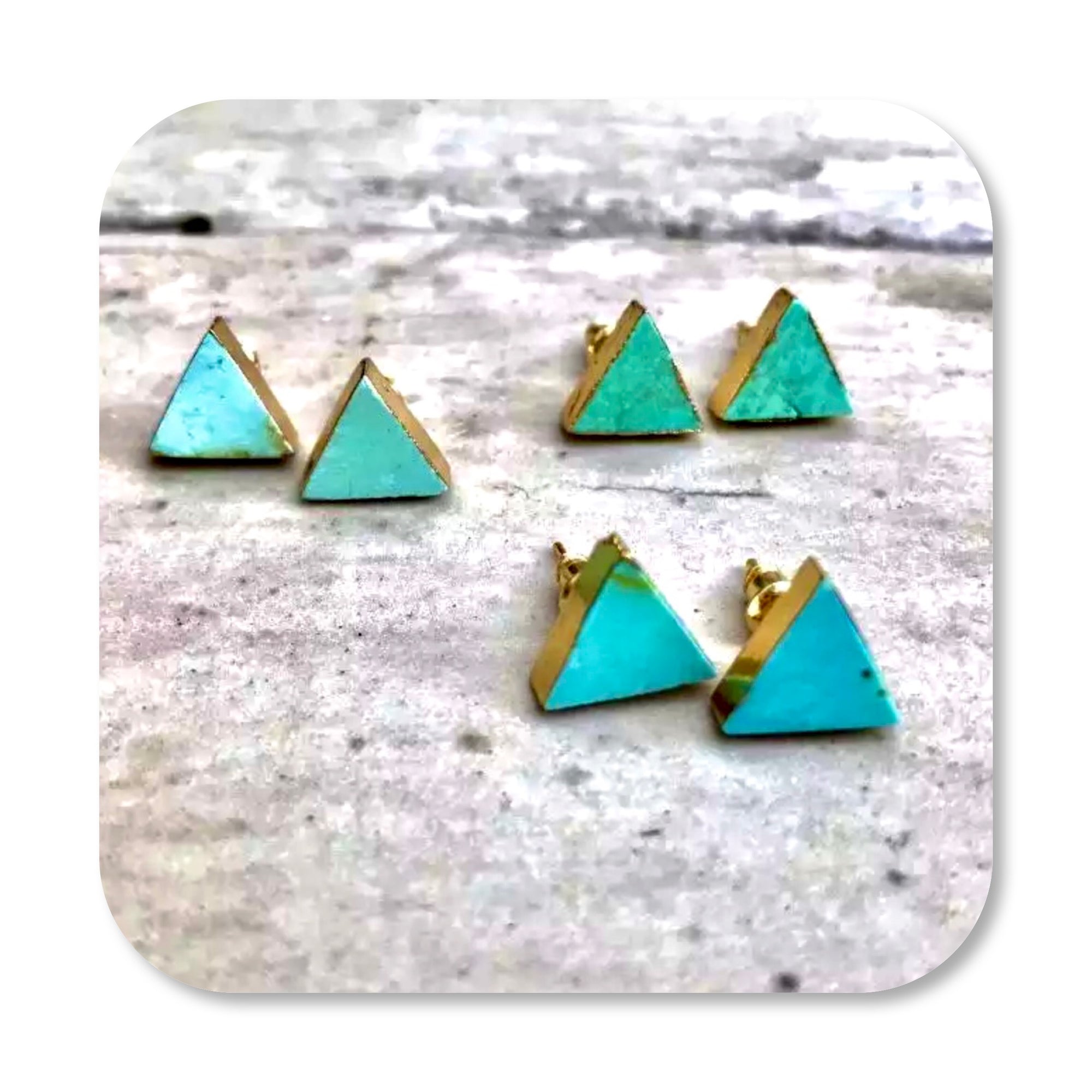 Turquoise Gold Triangle Earrings